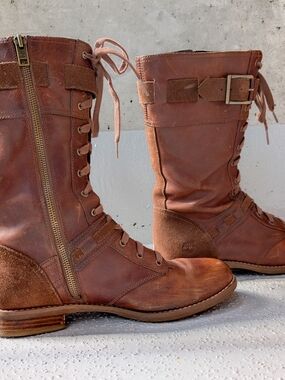 Timberland sz 8.5 Lace Up Mid-calf Brown Leather Boot